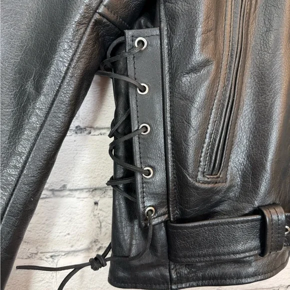 Men’s Milwaukee Brando Classic Black Leather Motorcycle Jacket SH1011 Size XL - Picture 4 of 15